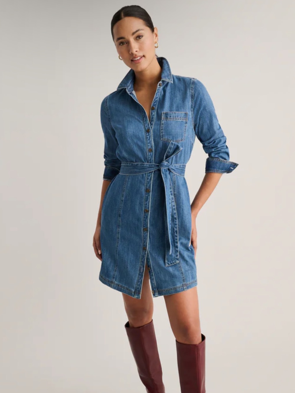 UNTUCKit Lea Denim Shirt Dress Button Down